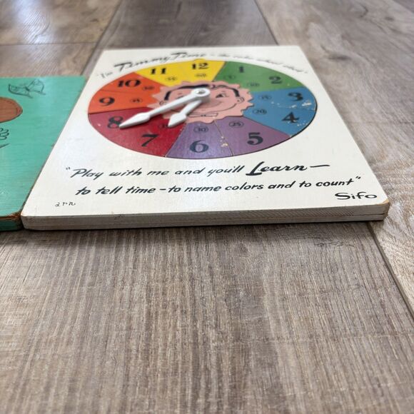 Vintage SiFO Children’s Wooden Puzzles Timmy Time Clock & Puppy Dog 1950s Toy - Picture 11 of 11